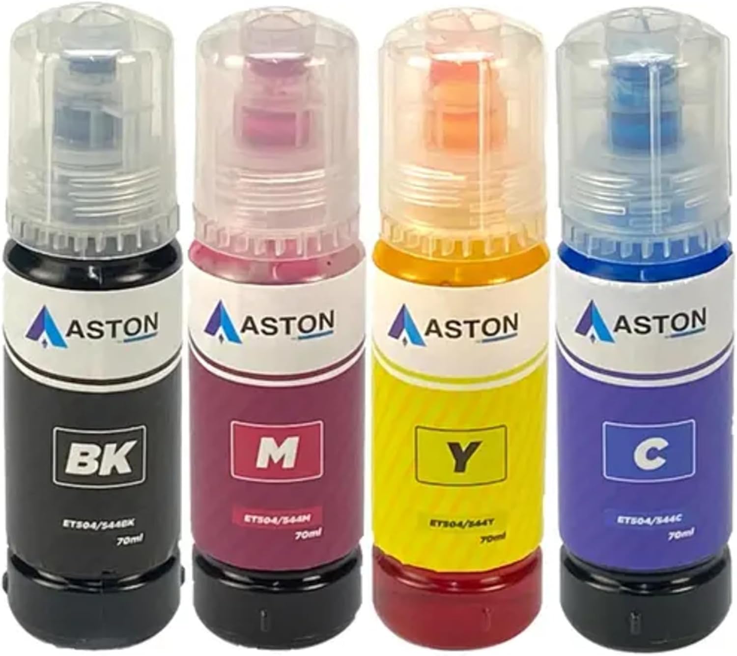 4 Tinta Aston 70mL – Compatível com Epson EcoTank 504/544 para Impressoras Tanque 4150 4160 6270 4260 3150 3110 3250 3210 5190 1250 5290 2700 2710 2750 3700 4750